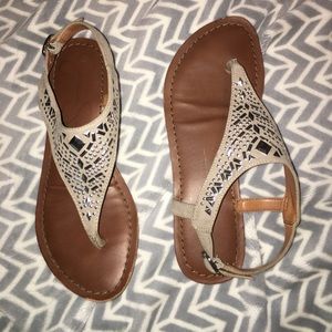 gray summer thong sandals w embellishments!